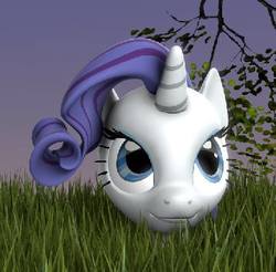 Size: 358x352 | Tagged: safe, rarity, pony, unicorn, g4, 3d, disembodied head, female, grass, solo, source filmmaker, wat