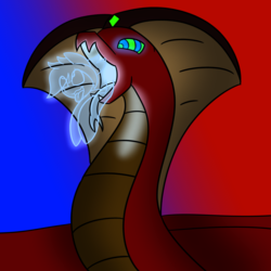 Size: 1280x1280 | Tagged: safe, artist:askhypnoswirl, oc, oc only, oc:glacier wind, oc:shaw, lamia, original species, pony, fetish, glowing eyes, hypnosis, kaa eyes, soul vore, tongue out, vore