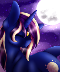 Size: 1600x1913 | Tagged: safe, artist:immagoddampony, oc, oc only, pony, unicorn, moon, night, solo