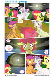 Size: 5784x8176 | Tagged: safe, artist:jeremy3, apple bloom, scootaloo, sweetie belle, earth pony, pony, comic:everfree, g4, absurd resolution, comic, cutie mark crusaders, oh crap, slayers