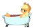 Size: 631x534 | Tagged: safe, applejack, earth pony, pony, g4, apple, bath, female, food, looking at you, simple background, solo, that pony sure does love apples, transparent background, zap apple