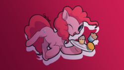 Size: 1366x768 | Tagged: safe, artist:cay, pinkie pie, g4, cupcake, female, food, solo