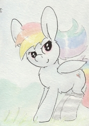 Size: 683x964 | Tagged: safe, artist:slightlyshade, rainbow dash, g4, clothes, female, socks, solo, traditional art