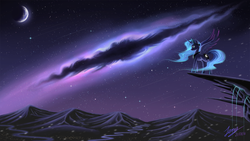 Size: 6000x3375 | Tagged: safe, artist:duskie-06, princess luna, alicorn, pony, g4, absurd resolution, female, galaxy, nebula, night, scenery, solo