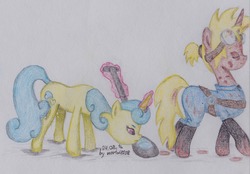 Size: 1200x834 | Tagged: safe, artist:marta4708, lemon hearts, oc, g4, magic, traditional art, vacuum cleaner