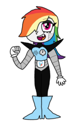 Size: 800x1280 | Tagged: safe, artist:pogorikifan10, rainbow dash, robot, g4, crossover, female, mettaton, mettaton ex, solo, spoilers for another series, undertale
