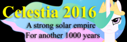 Size: 2100x700 | Tagged: safe, artist:framwinkle, princess celestia, g4, bumper sticker, solar empire