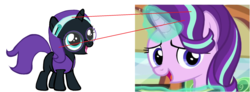 Size: 2180x804 | Tagged: safe, screencap, starlight glimmer, oc, oc:nyx, alicorn, pony, g4, alicorn oc, comparison, ms paint, op is a duck, simple background, vector, white background