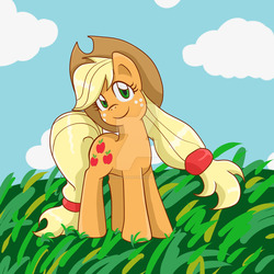 Size: 1024x1024 | Tagged: safe, artist:yoshimarsart, applejack, g4, female, solo, watermark