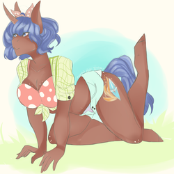 Size: 1024x1024 | Tagged: safe, artist:sarah-loves-christmas, oc, oc only, oc:emberfrost, anthro, unguligrade anthro, clothes, daisy dukes, shorts