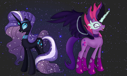 Size: 5000x3000 | Tagged: safe, artist:maddaimond255, nightmare rarity, rarity, sci-twi, twilight sparkle, equestria girls, g4, duo, equestria girls ponified, midnight sparkle, ponified