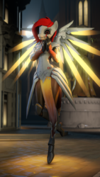 Size: 2160x3840 | Tagged: safe, artist:optimus97, oc, oc only, oc:zephyr (silken breeze), cyborg, anthro, 3d, anthro oc, crossover, eyepatch, female, high res, mercy, overwatch, solo, source filmmaker, wings
