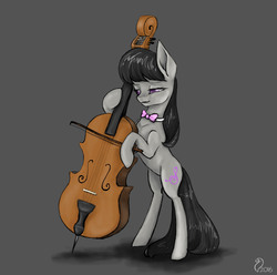 Size: 3543x3508 | Tagged: safe, artist:cvanilda, octavia melody, earth pony, pony, g4, bipedal, bow (instrument), cello, female, high res, musical instrument, solo