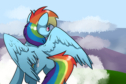 Size: 3300x2200 | Tagged: safe, artist:bravefleet, rainbow dash, g4, cloud, female, high res, solo