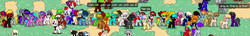 Size: 858x125 | Tagged: safe, cheerilee, rainbow dash, oc, pony, pony town, g4, line-up