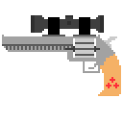 Size: 1024x1024 | Tagged: safe, fallout equestria, gun, handgun, little macintosh, pixel art, revolver, weapon