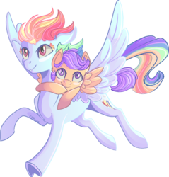 Size: 861x899 | Tagged: safe, artist:crponies, rainbow dash, scootaloo, g4, cute, scootalove, simple background, transparent background
