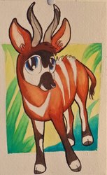Size: 600x981 | Tagged: safe, artist:peachykeenponies, oc, oc only, oc:bakari, animal in mlp form, bongo antelope