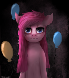 Size: 2664x3000 | Tagged: safe, artist:kaine, pinkie pie, g4, party of one, belly button, crying, female, high res, pinkamena diane pie, solo