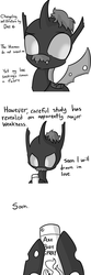 Size: 1089x3267 | Tagged: safe, artist:tjpones, oc, oc only, changeling, horse wife, axe body spray, changeling oc, comic, dialogue, disguise, disguised changeling, grayscale, hoof hold, male, monochrome, simple background, solo, soon, this will end in tears and/or axe body spray, white background
