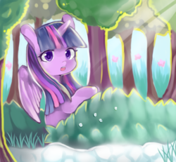 Size: 580x535 | Tagged: safe, artist:肃幽幽, twilight sparkle, alicorn, pony, g4, cute, female, solo, tree, twilight sparkle (alicorn)