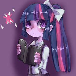 Size: 580x580 | Tagged: safe, artist:有节操, twilight sparkle, human, g4, adorkable, book, cute, dork, humanized, solo