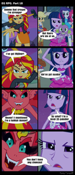 Size: 1288x3000 | Tagged: safe, artist:bredgroup, sunset shimmer, twilight sparkle, comic:eg rpg, equestria girls, g4, my little pony equestria girls, boots, comic, fall formal outfits, high heel boots, screencap comic, sunset satan, twilight sparkle (alicorn)