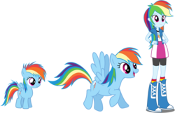 Size: 1044x673 | Tagged: safe, artist:legoinflatables, rainbow dash, equestria girls, g4, evolution, filly