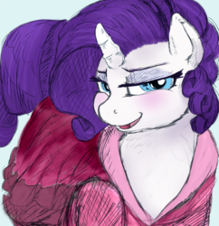 Size: 1200x1242 | Tagged: safe, artist:kiedough, artist:sirmasterdufel, color edit, edit, rarity, g4, bedroom eyes, chubby, clothes, colored, dress, female, seductive, solo