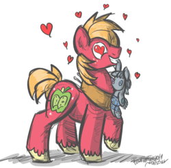 Size: 2599x2548 | Tagged: safe, artist:flutterthrash, big macintosh, smarty pants, earth pony, pony, g4, heart, heart eyes, high res, male, newbie artist training grounds, solo, stallion, wingding eyes