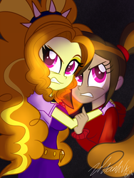 Size: 800x1064 | Tagged: dead source, safe, artist:wubcakeva, adagio dazzle, oc, oc:cupcake slash, equestria girls, g4, duo