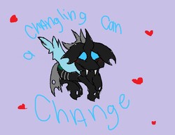 Size: 1280x981 | Tagged: safe, artist:frostlinewolf12345, thorax, changeling, g4, the times they are a changeling, a changeling can change, blushing, floppy ears, heart, male, solo