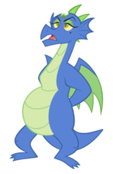 Size: 400x618 | Tagged: safe, artist:queencold, oc, oc only, oc:frazzle, dragon, cross-eyed, dragon oc, dragoness, pregnant, simple background, solo, teen pregnancy, teenaged dragon, transparent background