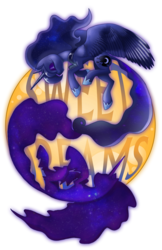 Size: 660x1020 | Tagged: safe, artist:dinkelion, princess luna, tantabus, g4, eyes closed, yin-yang