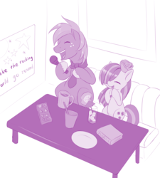 Size: 901x1000 | Tagged: safe, artist:dstears, big macintosh, marble pie, g4, cute, date, eyes closed, flower, flower in hair, karaoke, lyrics, male, marblebetes, queen (band), ship:marblemac, shipping, singing, straight, text