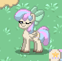 Size: 275x269 | Tagged: safe, oc, oc only, oc:stardust slumber, pegasus, pony, pony town, female, hair bow, mare, one eye closed, wink