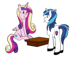 Size: 1386x1092 | Tagged: safe, artist:roguelament, princess cadance, shining armor, g4, table