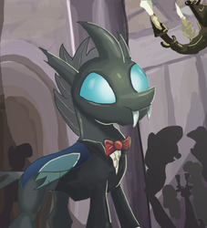 Size: 1000x1100 | Tagged: safe, artist:kixalin, thorax, changeling, g4, the times they are a changeling, blushing, bowtie, clothes, cute, grand galloping gala, male, smiling, solo focus, suit, thorabetes, tuxedo