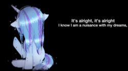 Size: 1049x589 | Tagged: safe, artist:ajspeedpaints, oc, oc only, oc:galaxy star, lyrics, sad, text