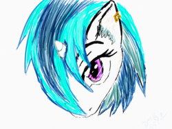 Size: 2048x1536 | Tagged: safe, artist:ciaran, derpibooru exclusive, dj pon-3, vinyl scratch, g4, 30 minute art challenge, bust, ear piercing, earring, jewelry, looking at you, piercing, portrait, simple background, sketch