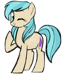 Size: 1024x1209 | Tagged: safe, artist:azure-art-wave, oc, oc only, earth pony, pony, offspring, offspring's offspring, one eye closed, parent:oc:azure, parent:oc:fashion forward, parents:oc x oc, simple background, solo, transparent background, watermark, wink