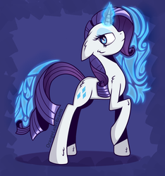 Size: 956x1020 | Tagged: safe, artist:orangelaserbeams, rarity, g4, female, glowing horn, horn, solo