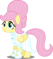 Size: 8180x9070 | Tagged: safe, artist:atomicmillennial, part of a set, fluttershy, pegasus, pony, g4, absurd resolution, alternate hairstyle, alternate universe, clothes, cute, female, flash puppet, future, mare, ponies of the future, shyabetes, simple background, smiling, solo, transparent background