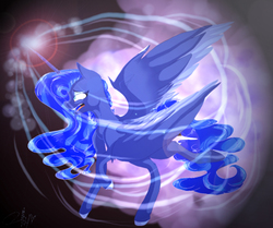 Size: 800x669 | Tagged: safe, artist:illustrativeauthor, princess luna, g4, female, magic, open mouth, solo