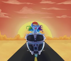 Size: 1888x1615 | Tagged: safe, artist:vanillaghosties, rainbow dash, pony, g4, female, motorcycle, solo