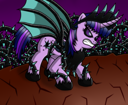 Size: 2828x2324 | Tagged: safe, artist:heartshielder1991, twilight sparkle, oc, oc:plunderseed queen, alicorn, pony, g4, angry, black sclera, black vine, corrupted, corrupted twilight sparkle, hatred, high res, transformation, twilight is anakin, twilight sparkle (alicorn)