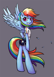 Size: 777x1107 | Tagged: safe, artist:nihilistique, rainbow dash, pegasus, pony, semi-anthro, g4, arm hooves, bipedal, breasts, clothes, delicious flat chest, female, hooves, shorts