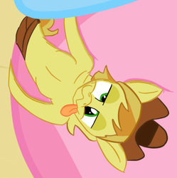 Size: 384x385 | Tagged: safe, artist:noctulov, edit, braeburn, earth pony, anthro, g4, abuse, clothes, cropped, flattened, topless