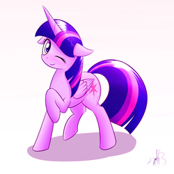 Size: 1500x1500 | Tagged: safe, artist:phoenixperegrine, twilight sparkle, alicorn, pony, g4, cute, female, one eye closed, simple background, solo, twilight sparkle (alicorn), wink