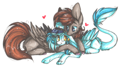 Size: 845x458 | Tagged: safe, artist:tay-niko-yanuciq, oc, oc only, oc:digital dusk, oc:star seeker, hippogriff, pegasus, pony, male, simple background, straight, transparent background